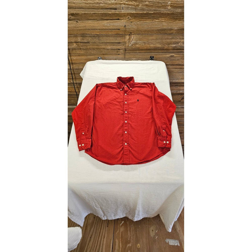 Ralph Lauren Blake Mens Red Cotton Long Sleeve Button Down Shirt Size Medium